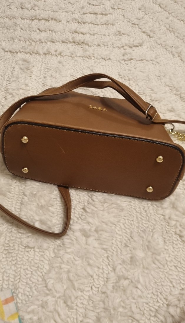 Zara Bej Deri Fermuarlı Kadın Çanta - Görsel 5
