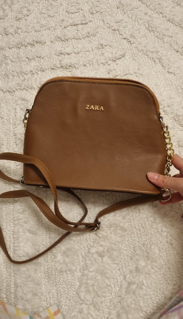 Zara Bej Deri Fermuarlı Kadın Çanta - Görsel 4