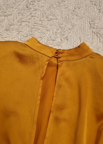 Drapeli Uzun Kollu Turuncu Mini Elbise - Görsel 4