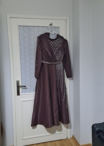 Diğer Gülkurusu Uzun Kollu Kadın Abiye Elbise