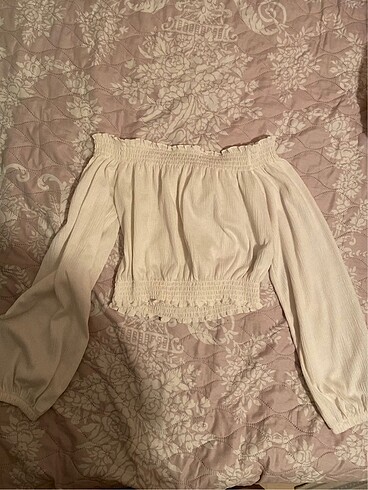 kayık yaka uzun kollu beyaz h&m bluz ????