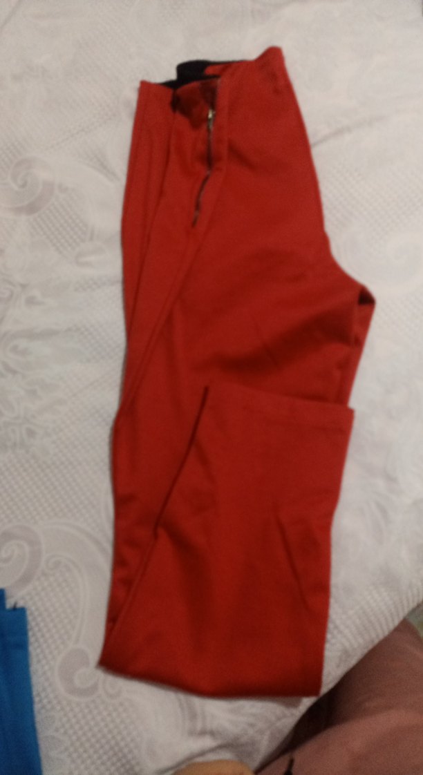 Kırmızı Fermuarlı pantolon - Görsel 3