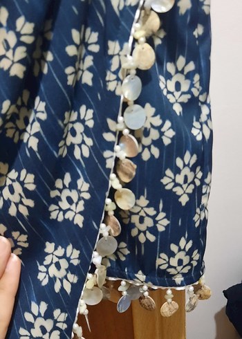 Zara Mavi Bohem Kadın Şort Etek