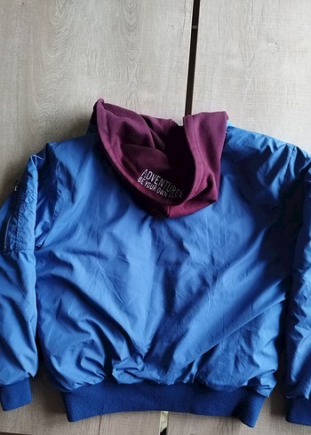 Zara Erkek Çocuk Mavi Kapüşonlu Fermuarlı Mont - Görsel 5