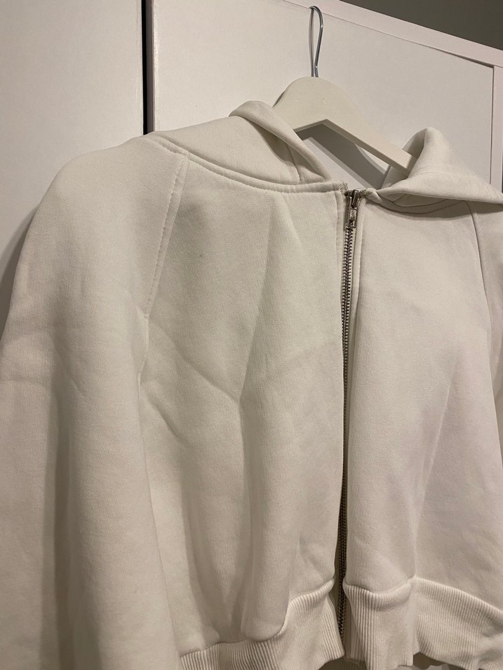 Beyaz Fermuarlı Kadın Sweatshirt - Görsel 2