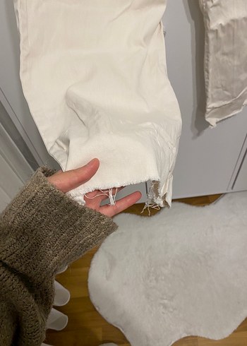 Bej Kadın Bol Kesim Keten Pantolon - Görsel 5