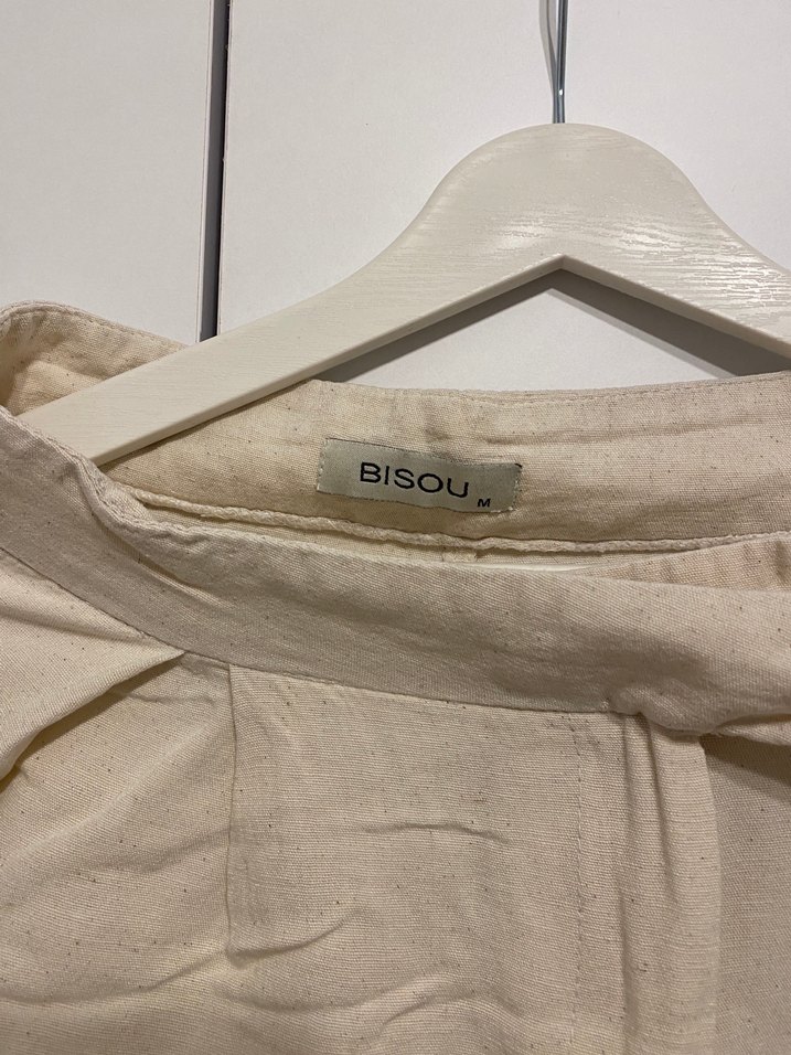 Bej Keten Midi Kadın Pantolon - Görsel 3