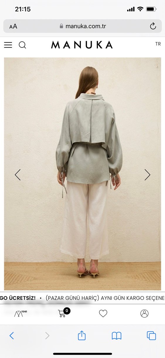 Mint Renk Keten Kadın Gömlek - Görsel 2