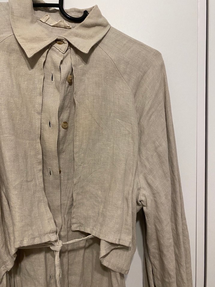 Mint Renk Keten Kadın Gömlek - Görsel 4