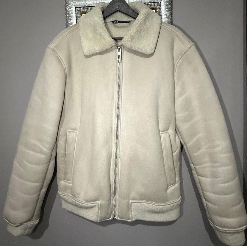 Krem Erkek Ceket Kürklü Yakalı - Görsel 3