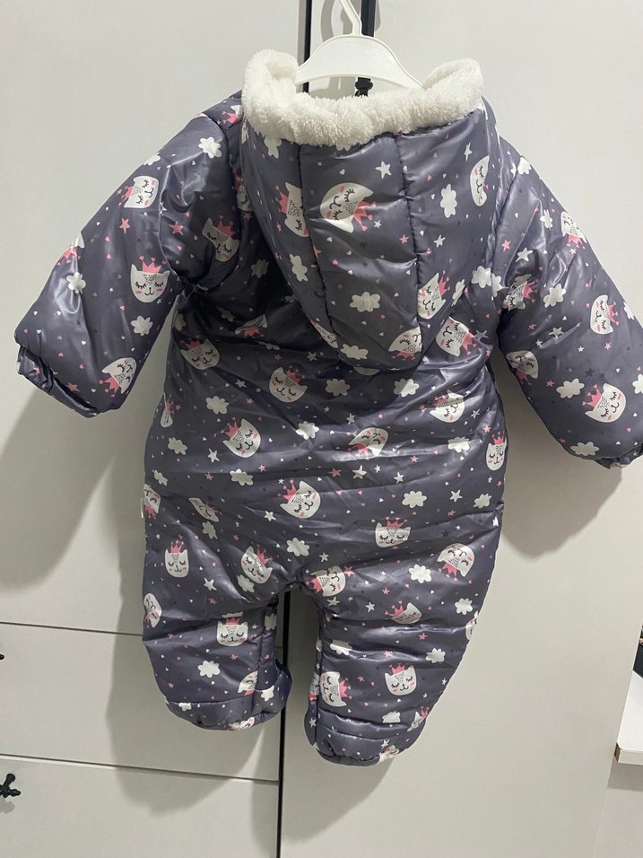 Gri Baskılı astronot Bebek Kış Tulumu - Görsel 3