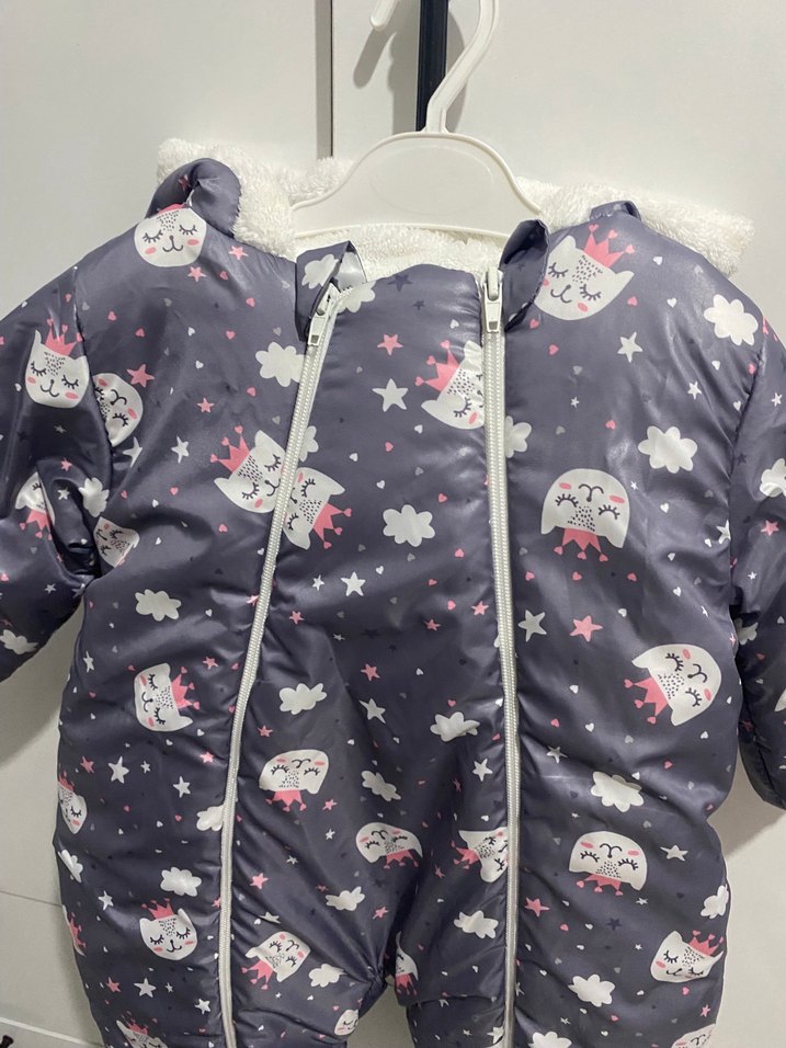 Gri Baskılı astronot Bebek Kış Tulumu - Görsel 2