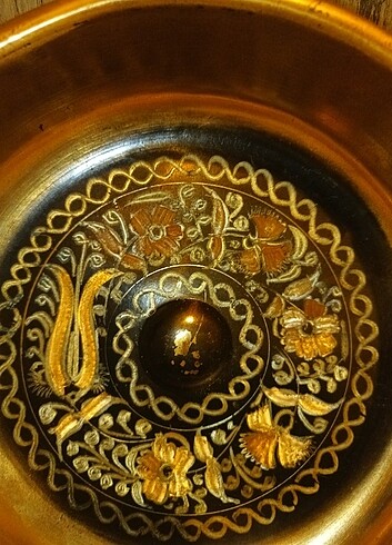 Tasarımcı Bakır hamam tası çiçek lale desenli 