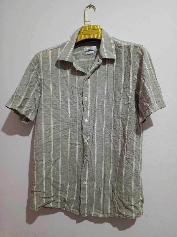 DeFacto Gri Çizgili Erkek Gömlek - Görsel 4