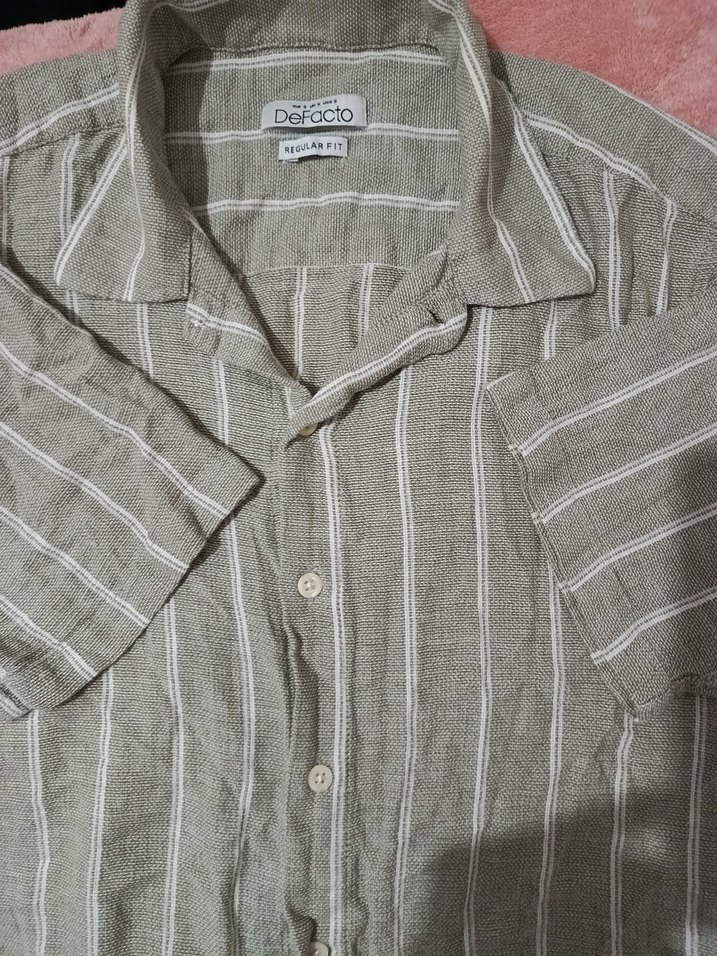 DeFacto Gri Çizgili Erkek Gömlek - Görsel 2