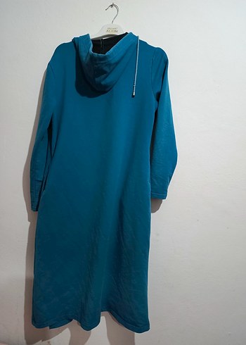 Kadın Mavi Uzun Kapüşonlu Günlük Hırka - Görsel 3