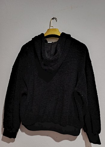 Siyah Kapüşonlu Rahat Kadın Sweatshirt - Görsel 2