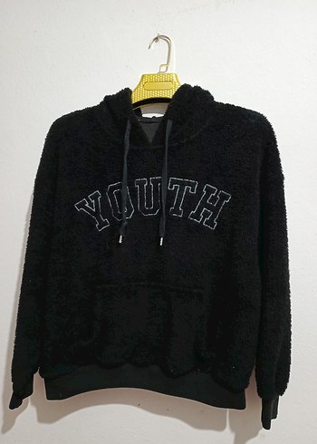 Siyah Kapüşonlu Rahat Kadın Sweatshirt - Görsel 3