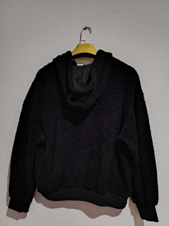 Siyah Kapüşonlu Rahat Kadın Sweatshirt - Görsel 2