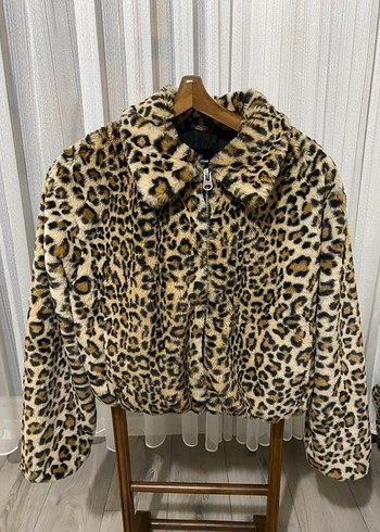 Leopar Desenli Suni Kürk Midi Ceket - Görsel 2