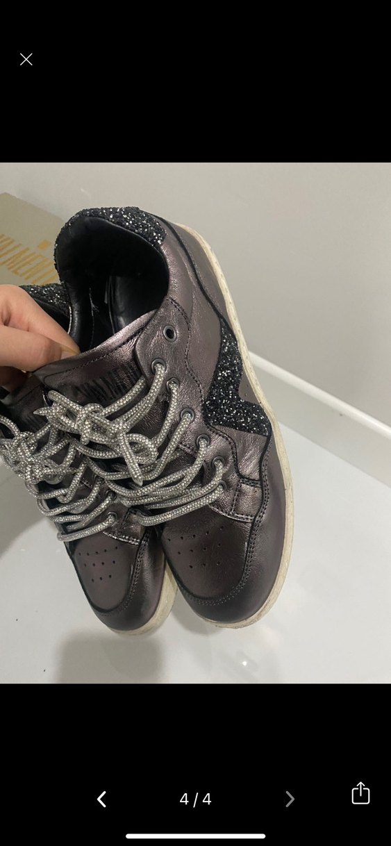 Gri Desenli Simli Spor Ayakkabı - Görsel 4