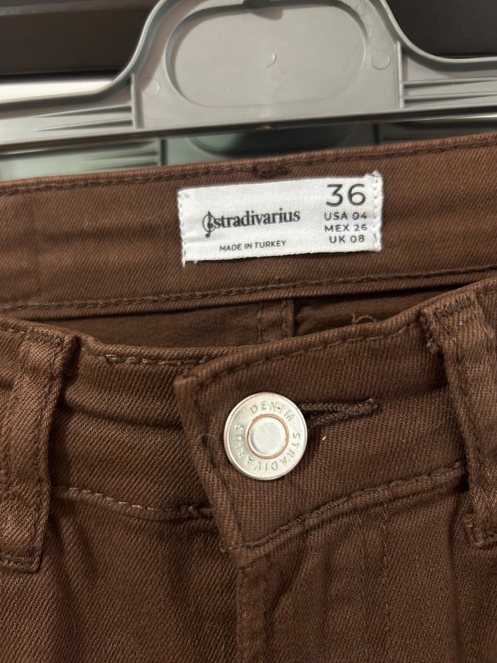Stradivarius Kahverengi Midi Kot Pantolon - Görsel 2