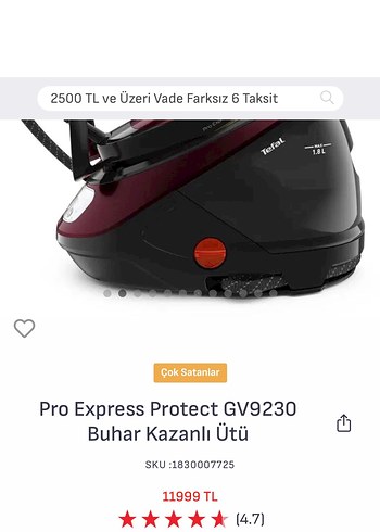 Tefal Pro Express Protect  GV9230 Model Bordo Profesyonel Ütü - Görsel 7