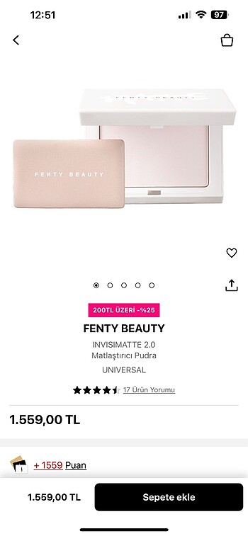  Beden Renk Fenty Beauty Universal Matlaştırıcı Pudra