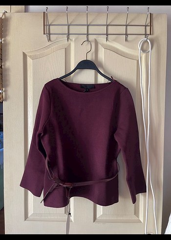 Bordo Kemerli Uzun Kollu Kadın Kazak Zaradan aldım etiketli - Görsel 2