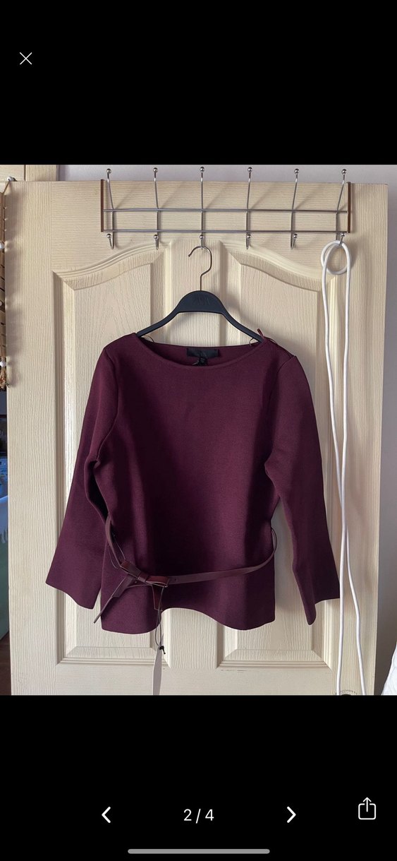 Bordo Kemerli Uzun Kollu Kadın Kazak Zaradan aldım etiketli - Görsel 2