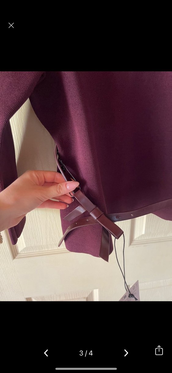 Bordo Kemerli Uzun Kollu Kadın Kazak Zaradan aldım etiketli - Görsel 3