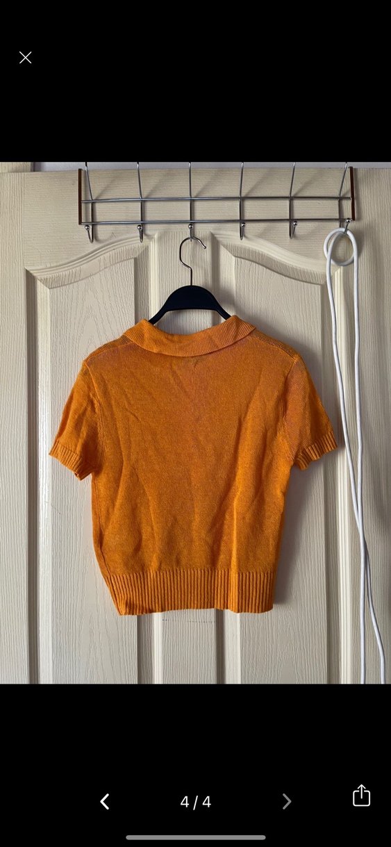 Kadın hardal  Sarı Kısa Kollu Polo Tişört Zaradan aldım - Görsel 4