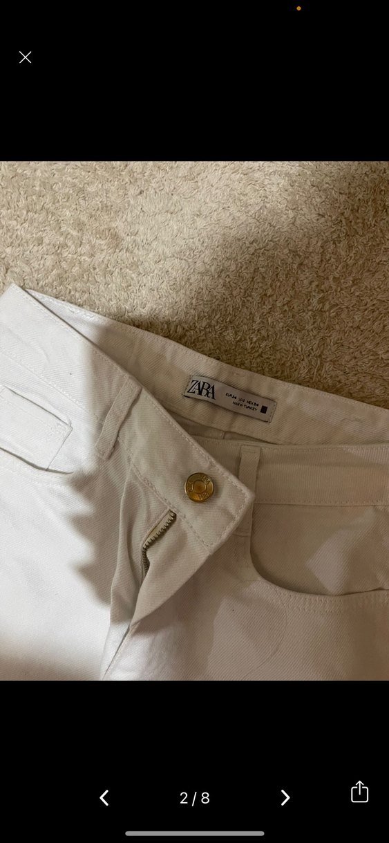 Beyaz Regular Fit Midi Kot Pantolon - Görsel 2