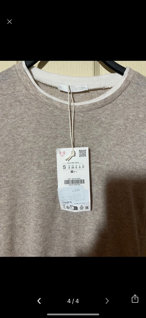 Bej Keten Kumaşlı, Kısa Kollu Kadın Tişört - Görsel 2