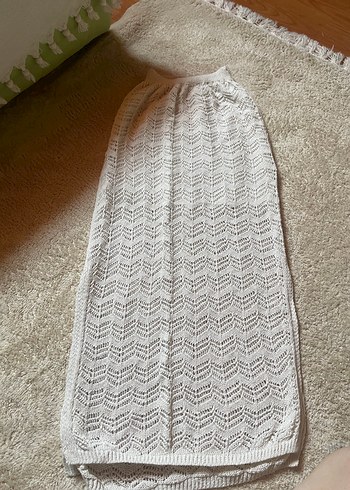 Beyaz Örgü Desenli pareo - Görsel 2