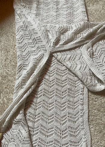 Beyaz Örgü Desenli pareo - Görsel 3