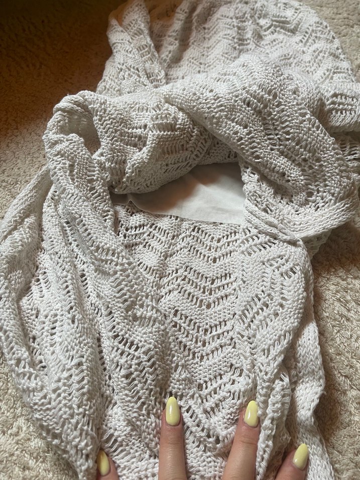 Beyaz Örgü Desenli pareo - Görsel 4