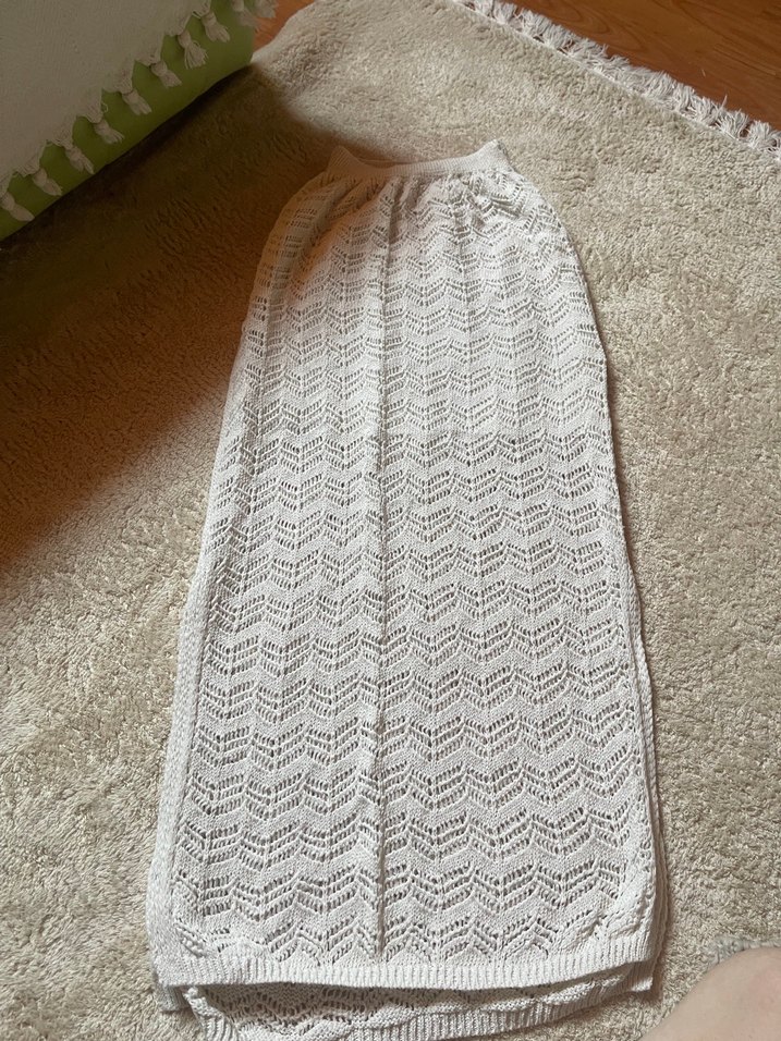 Beyaz Örgü Desenli pareo - Görsel 2