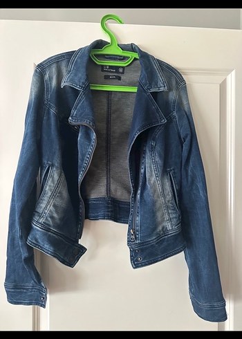 LTB Mavi Deri Gorunumlu Biker Ceket