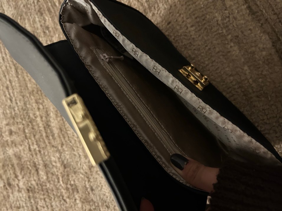 Kemerli Siyah Deri Kadın Omuz Çantası - Görsel 3