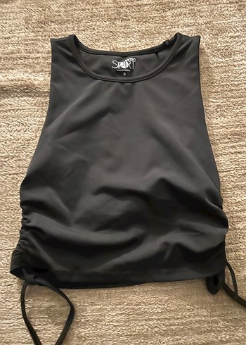 Siyah Kadın Spor Crop Top koton