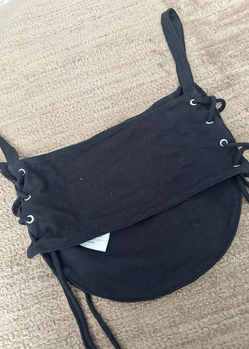 AC/DC Baskılı Siyah Deri Rock Punk Büstiyer - Görsel 3