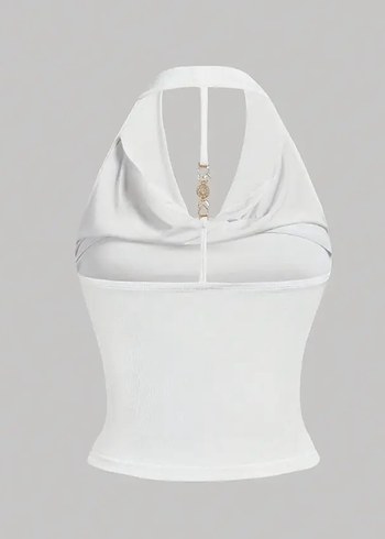 Zara Beyaz Drapeli Minimalist Kadın Üst