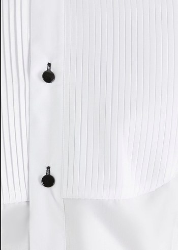 ERKEK ATA YAKA BEYAZ GÖMLEK -  KLASİK KOL DÜĞMELİ SMOKİN GÖMLEĞİ - Görsel 2