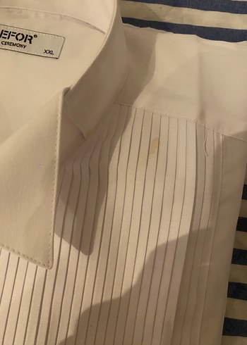 ERKEK ATA YAKA BEYAZ GÖMLEK -  KLASİK KOL DÜĞMELİ SMOKİN GÖMLEĞİ - Görsel 4