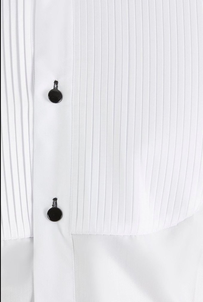 ERKEK ATA YAKA BEYAZ GÖMLEK -  KLASİK KOL DÜĞMELİ SMOKİN GÖMLEĞİ - Görsel 2