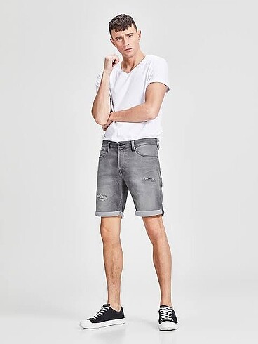 s Beden gri Renk Jack & Jones Erkek Gri Jean Şort