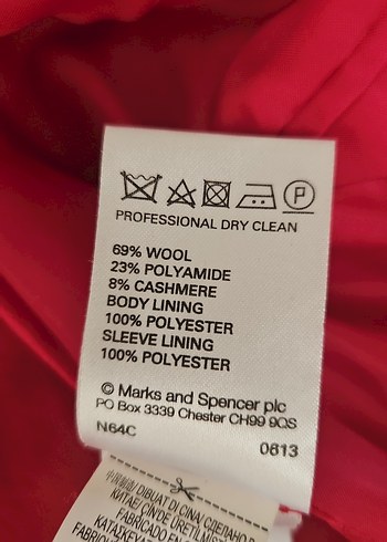 M&S Kırmızı Kadın Kaban - Görsel 5