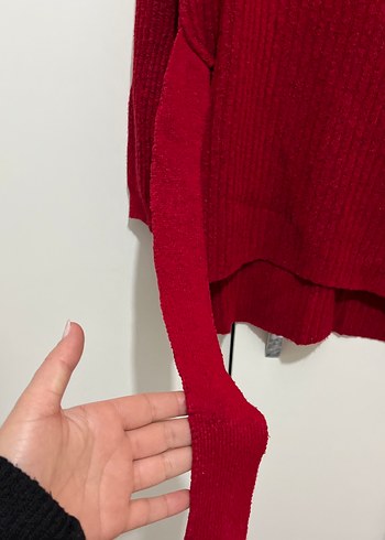 Bordo Örgü Kadın Uzun Kollu dar kalıp Kazak - Görsel 3