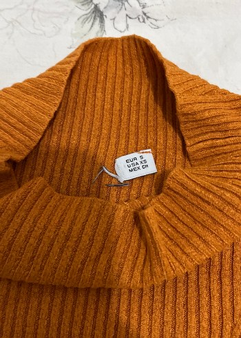 Turuncu  Boğazlı Uzun Kollu Kadın badi - Görsel 3